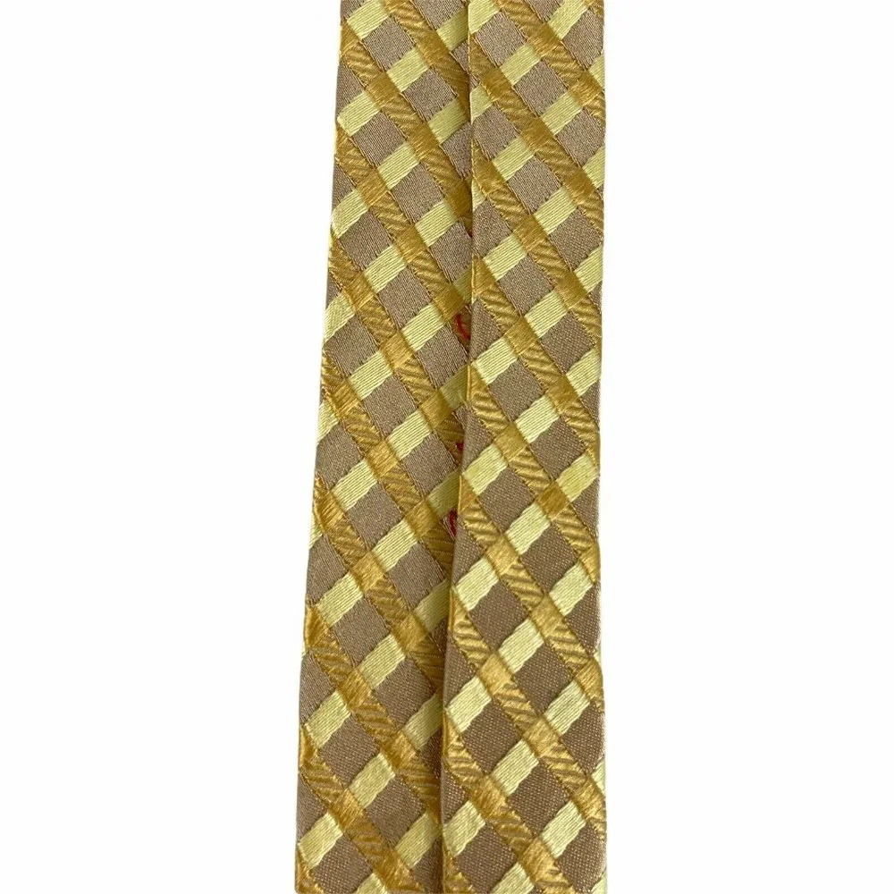 BCBG Attitude Yellow Gold Intersecting Stripes Tie‎